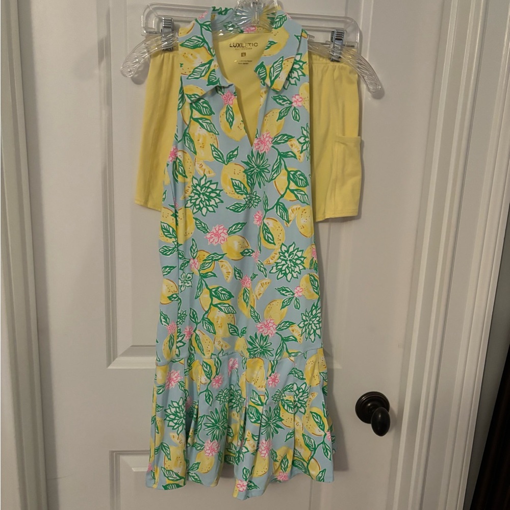 Lilly Pulitzer Lemon Print Luxletic Tennis Dress With Shorts